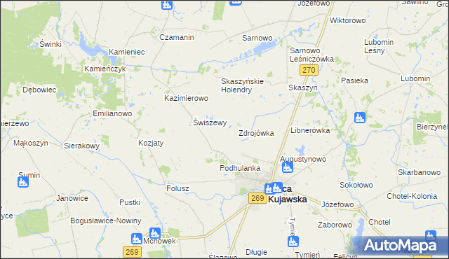 mapa Zakręty gmina Izbica Kujawska, Zakręty gmina Izbica Kujawska na mapie Targeo