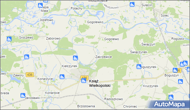 mapa Zakrzewice, Zakrzewice na mapie Targeo