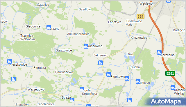 mapa Zakrzewo gmina Prusice, Zakrzewo gmina Prusice na mapie Targeo