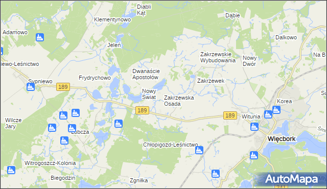 mapa Zakrzewska Osada, Zakrzewska Osada na mapie Targeo