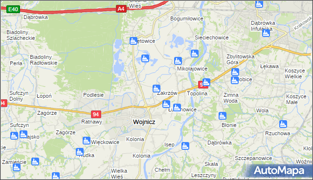 mapa Zakrzów gmina Wojnicz, Zakrzów gmina Wojnicz na mapie Targeo