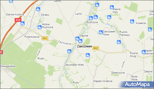 mapa Zakrzówek powiat kraśnicki, Zakrzówek powiat kraśnicki na mapie Targeo