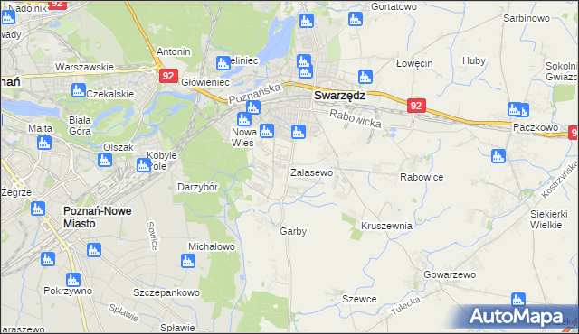 mapa Zalasewo, Zalasewo na mapie Targeo