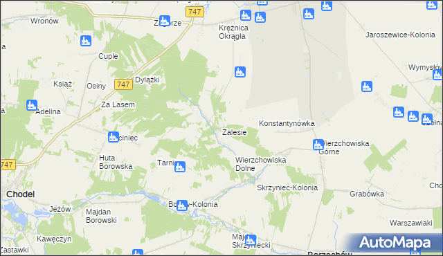 mapa Zalesie gmina Bełżyce, Zalesie gmina Bełżyce na mapie Targeo