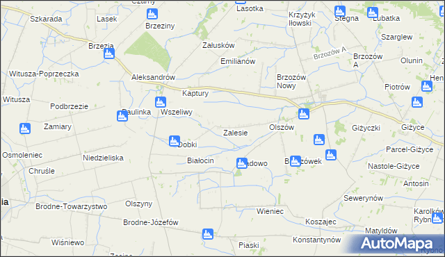 mapa Zalesie gmina Iłów, Zalesie gmina Iłów na mapie Targeo