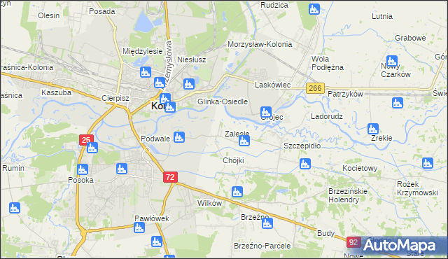 mapa Zalesie gmina Krzymów, Zalesie gmina Krzymów na mapie Targeo