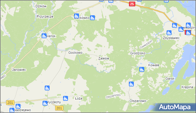 mapa Zalesie gmina Rzeczenica, Zalesie gmina Rzeczenica na mapie Targeo