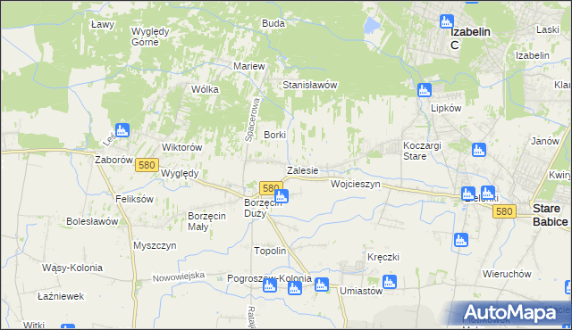 mapa Zalesie gmina Stare Babice, Zalesie gmina Stare Babice na mapie Targeo