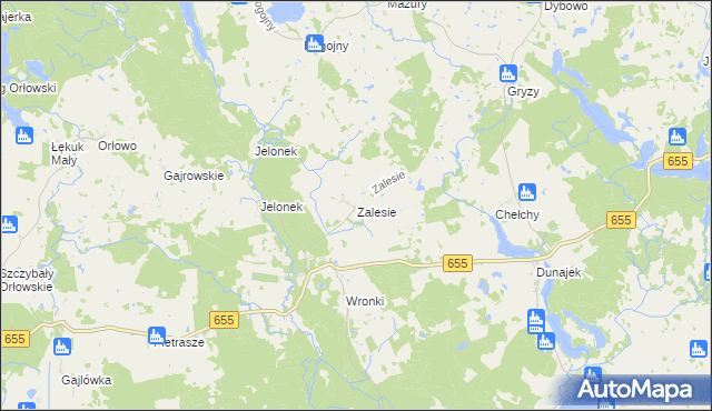 mapa Zalesie gmina Świętajno, Zalesie gmina Świętajno na mapie Targeo