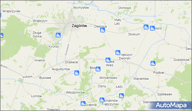 mapa Zalesie gmina Zagórów, Zalesie gmina Zagórów na mapie Targeo