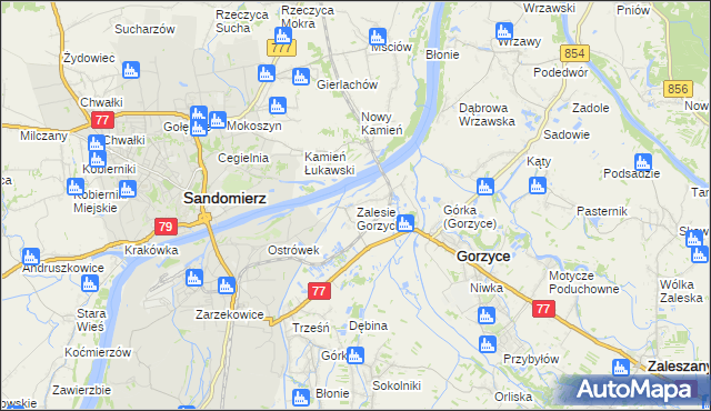 mapa Zalesie Gorzyckie, Zalesie Gorzyckie na mapie Targeo