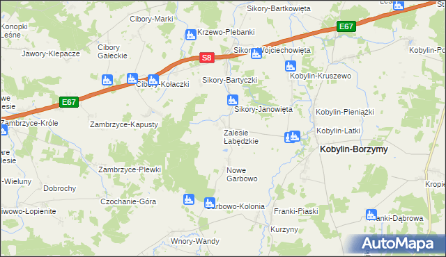 mapa Zalesie Łabędzkie, Zalesie Łabędzkie na mapie Targeo