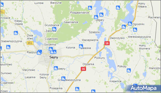 mapa Zaleskie gmina Sejny, Zaleskie gmina Sejny na mapie Targeo