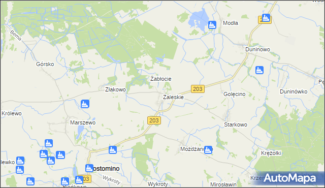 mapa Zaleskie gmina Ustka, Zaleskie gmina Ustka na mapie Targeo