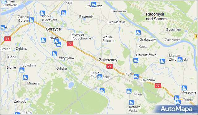 mapa Zaleszany powiat stalowowolski, Zaleszany powiat stalowowolski na mapie Targeo