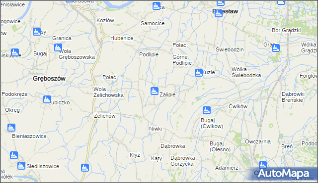 mapa Zalipie gmina Olesno, Zalipie gmina Olesno na mapie Targeo