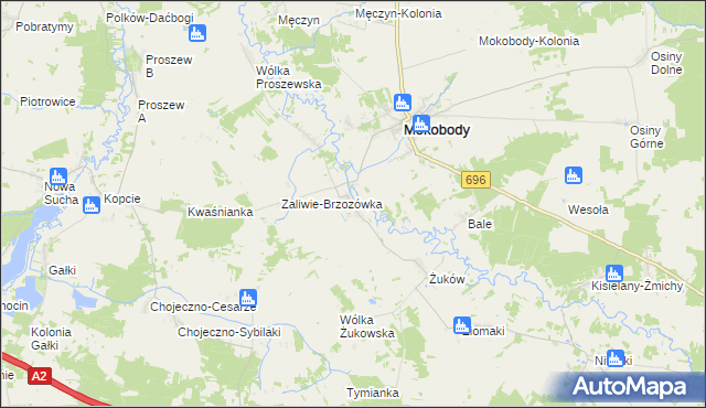 mapa Zaliwie-Piegawki, Zaliwie-Piegawki na mapie Targeo