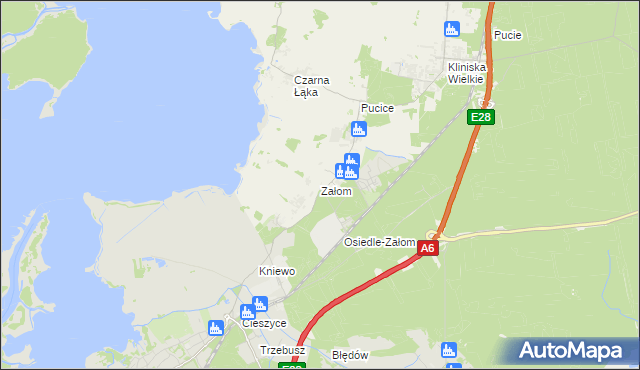 mapa Załom gmina Goleniów, Załom gmina Goleniów na mapie Targeo