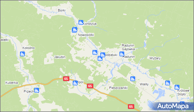 mapa Załuki gmina Gródek, Załuki gmina Gródek na mapie Targeo