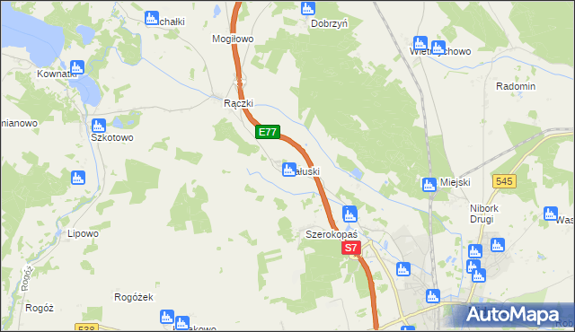 mapa Załuski gmina Nidzica, Załuski gmina Nidzica na mapie Targeo