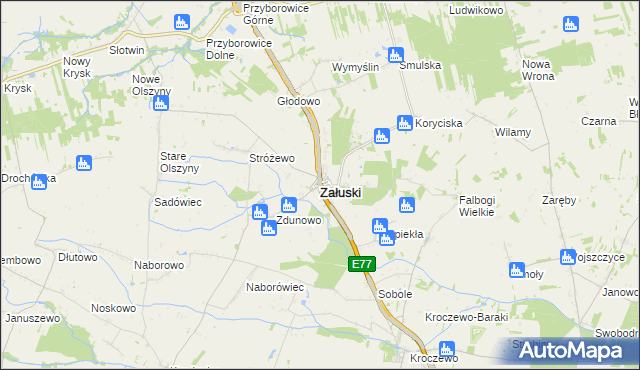 mapa Załuski powiat płoński, Załuski powiat płoński na mapie Targeo