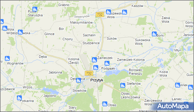 mapa Zameczek gmina Przytyk, Zameczek gmina Przytyk na mapie Targeo