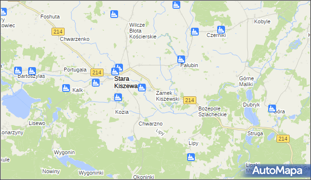 mapa Zamek Kiszewski, Zamek Kiszewski na mapie Targeo