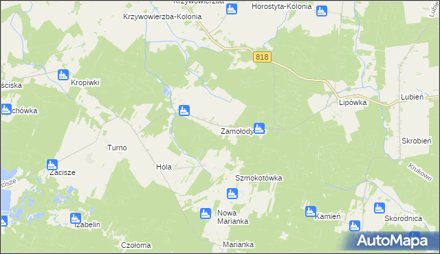 mapa Zamołodycze, Zamołodycze na mapie Targeo