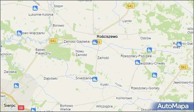 mapa Zamość gmina Rościszewo, Zamość gmina Rościszewo na mapie Targeo