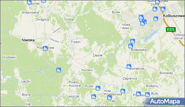 mapa Zapole gmina Niwiska, Zapole gmina Niwiska na mapie Targeo