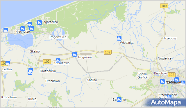 mapa Zapolice gmina Trzebiatów, Zapolice gmina Trzebiatów na mapie Targeo