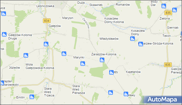 mapa Zaraszów-Kolonia, Zaraszów-Kolonia na mapie Targeo