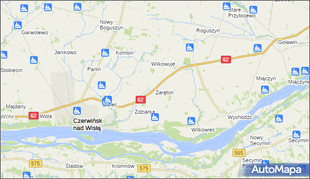 mapa Zarębin, Zarębin na mapie Targeo