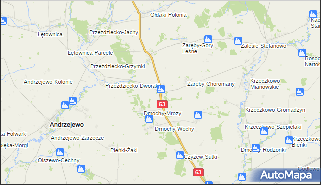 mapa Zaręby-Bolędy, Zaręby-Bolędy na mapie Targeo