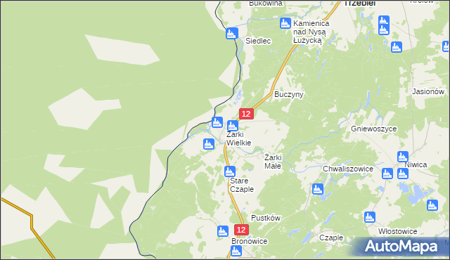 mapa Żarki Wielkie, Żarki Wielkie na mapie Targeo