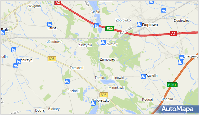 mapa Żarnowiec gmina Dopiewo, Żarnowiec gmina Dopiewo na mapie Targeo