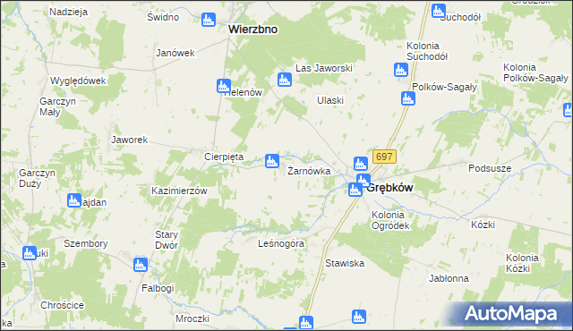 mapa Żarnówka gmina Grębków, Żarnówka gmina Grębków na mapie Targeo