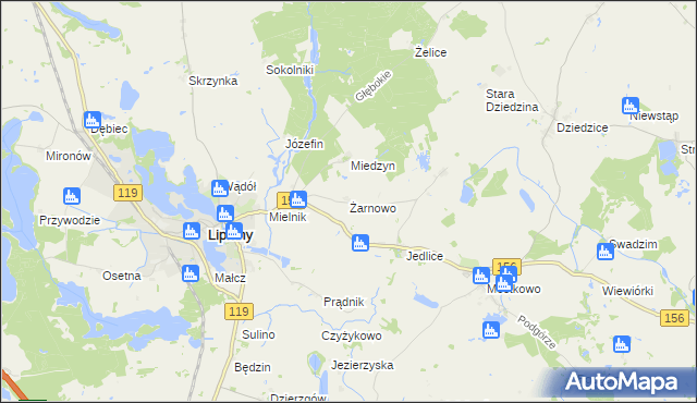 mapa Żarnowo gmina Lipiany, Żarnowo gmina Lipiany na mapie Targeo