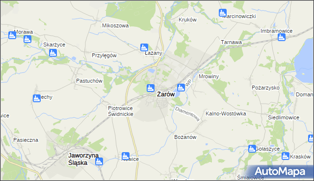 mapa Żarów powiat świdnicki, Żarów powiat świdnicki na mapie Targeo