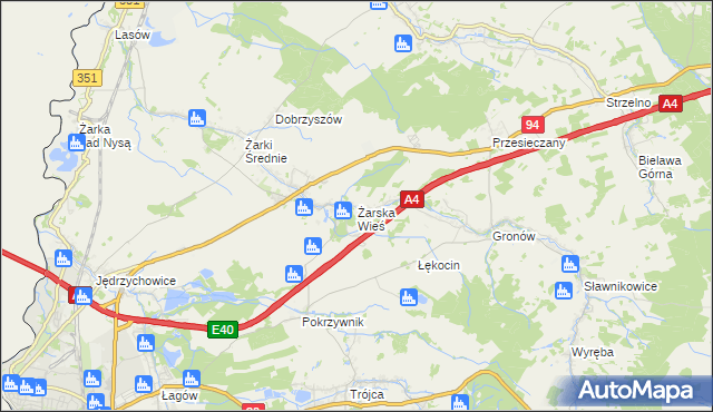 mapa Żarska Wieś, Żarska Wieś na mapie Targeo