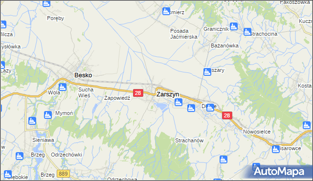 mapa Zarszyn, Zarszyn na mapie Targeo