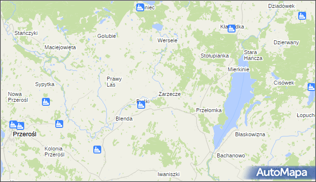 mapa Zarzecze gmina Przerośl, Zarzecze gmina Przerośl na mapie Targeo