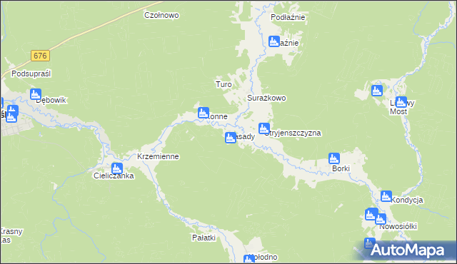 mapa Zasady gmina Gródek, Zasady gmina Gródek na mapie Targeo