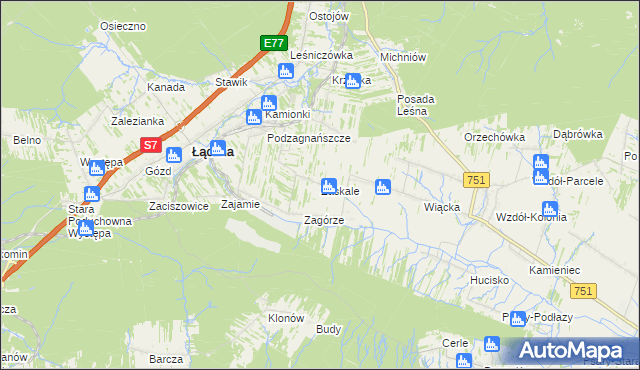 mapa Zaskale gmina Łączna, Zaskale gmina Łączna na mapie Targeo