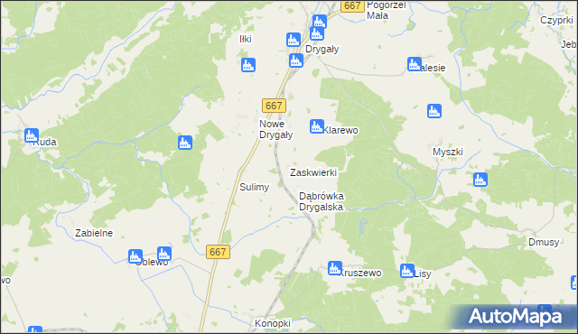 mapa Zaskwierki, Zaskwierki na mapie Targeo