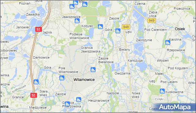 mapa Zasole Bielańskie, Zasole Bielańskie na mapie Targeo