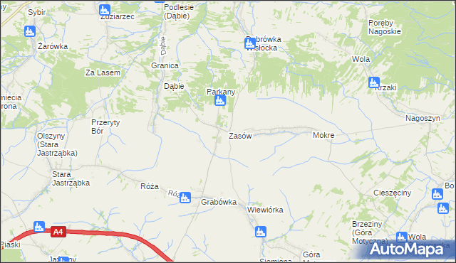 mapa Zasów, Zasów na mapie Targeo