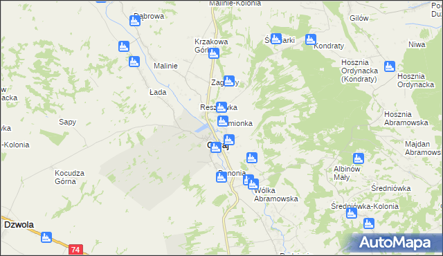 mapa Zastawie gmina Goraj, Zastawie gmina Goraj na mapie Targeo