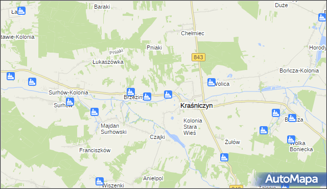 mapa Zastawie gmina Kraśniczyn, Zastawie gmina Kraśniczyn na mapie Targeo