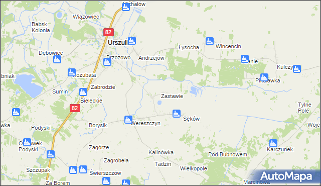 mapa Zastawie gmina Urszulin, Zastawie gmina Urszulin na mapie Targeo
